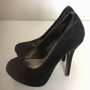 Brash Black Suede Platform High Heels Stilettos 5W